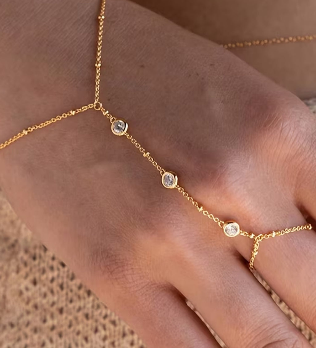 Zirconia Ring Finger Connector Bracelet