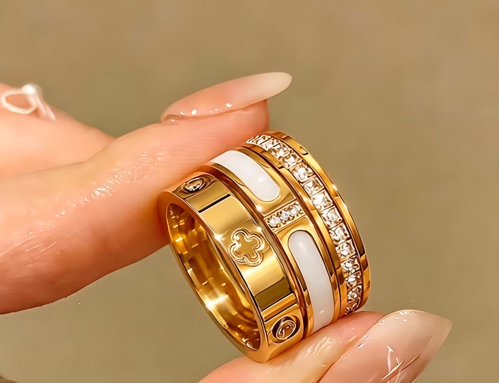 3 Piece Stack ring Set In-laid Zirconia