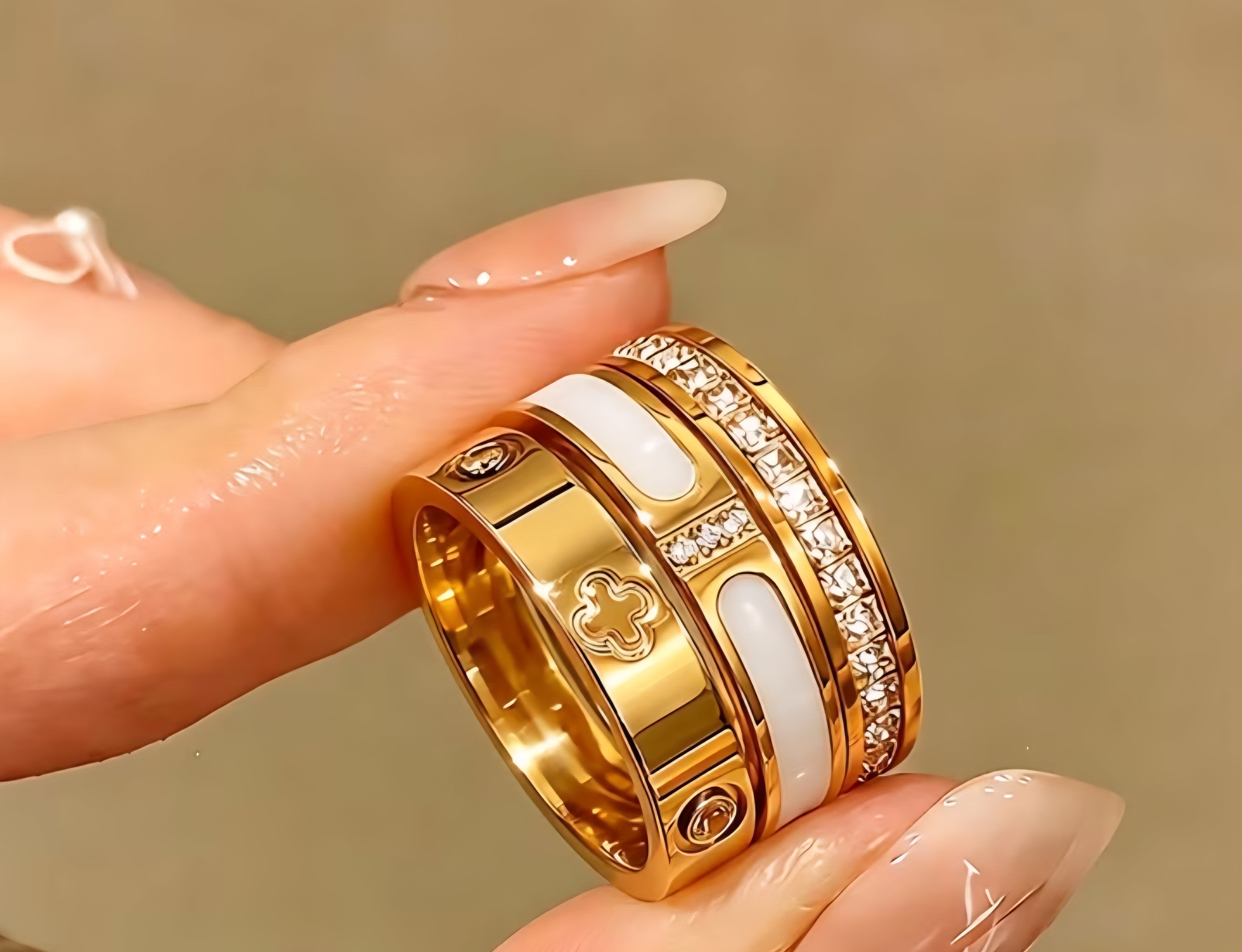 3 Piece Stack ring Set In-laid Zirconia
