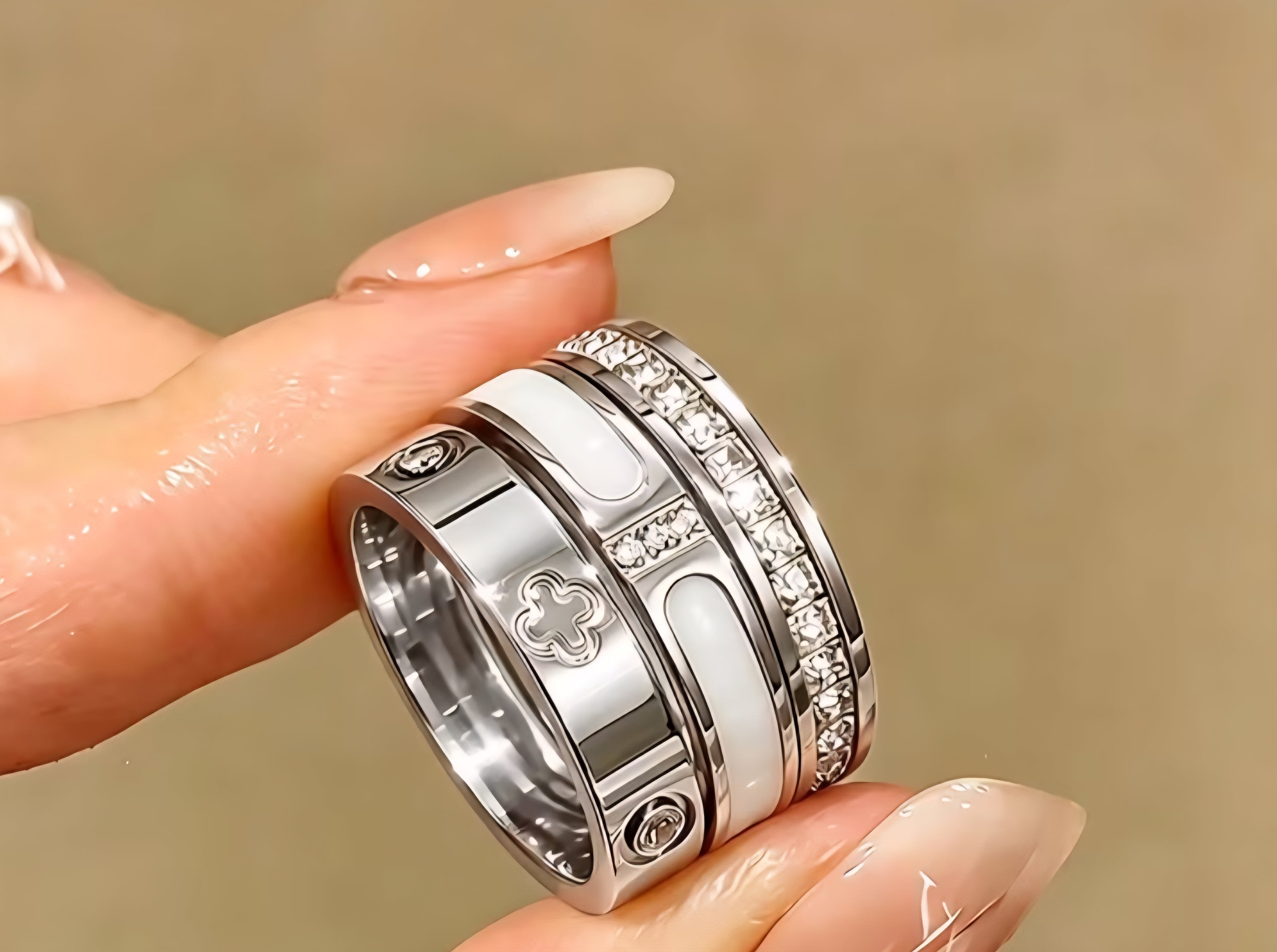 3 Piece Stack ring Set In-laid Zirconia