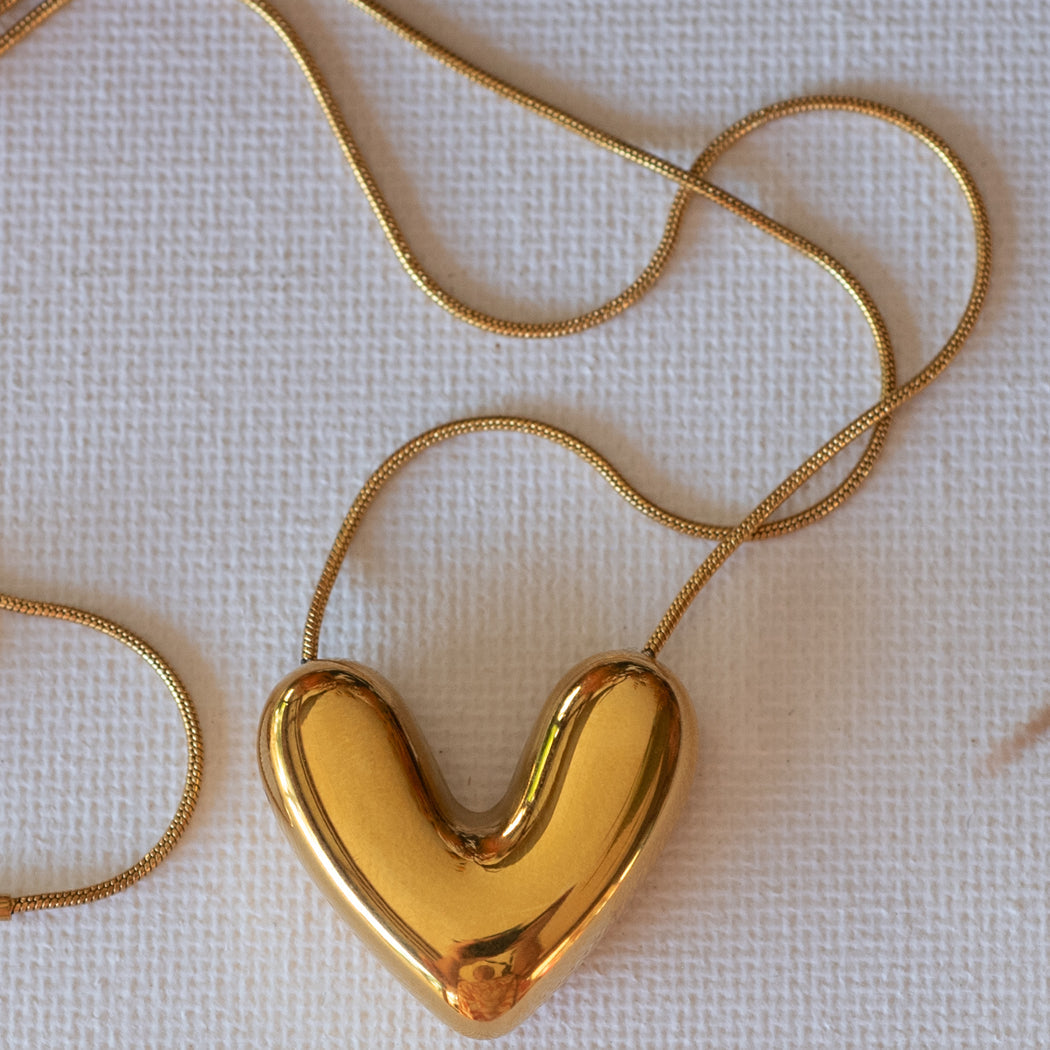 3 Dimensional Heart Pendant Necklace — 316L Stainless Steel - Necklace