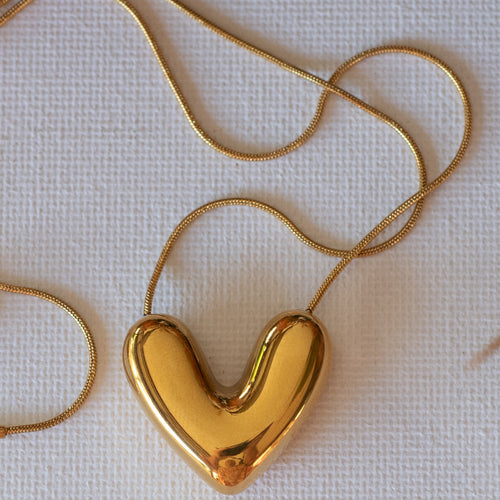 3 Dimensional Heart Pendant Necklace — 316L Stainless Steel - Necklace