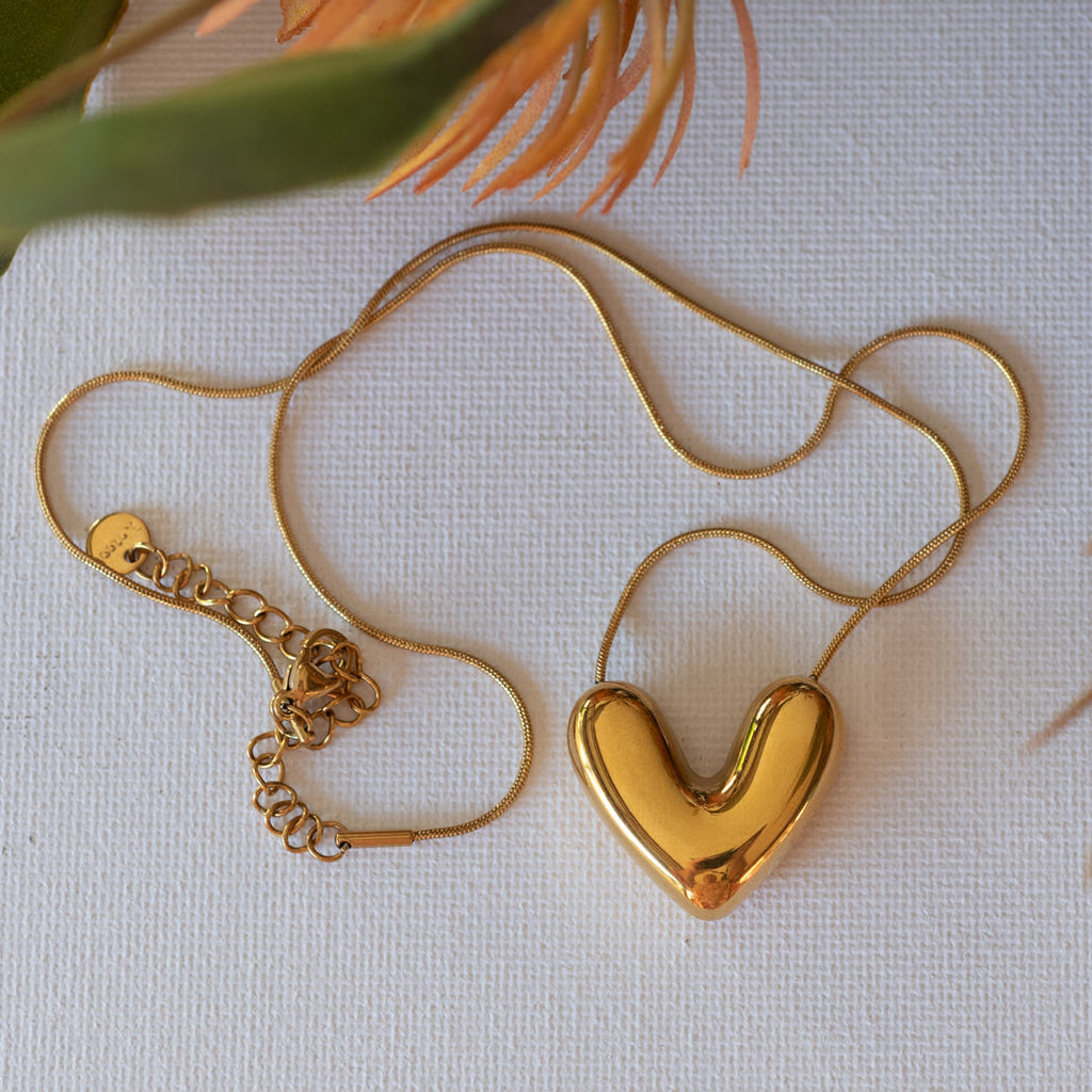 3 Dimensional Heart Pendant Necklace — 316L Stainless Steel - Necklace