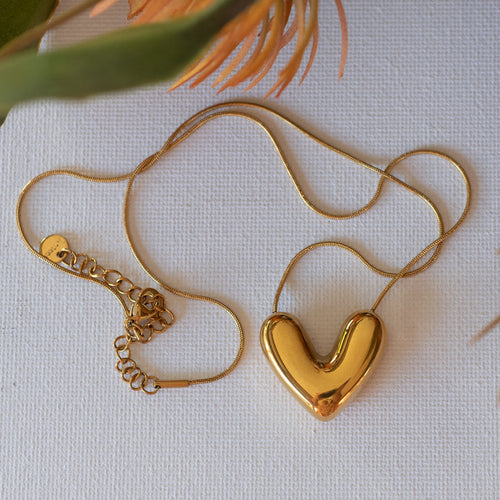 3 Dimensional Heart Pendant Necklace — 316L Stainless Steel - Necklace