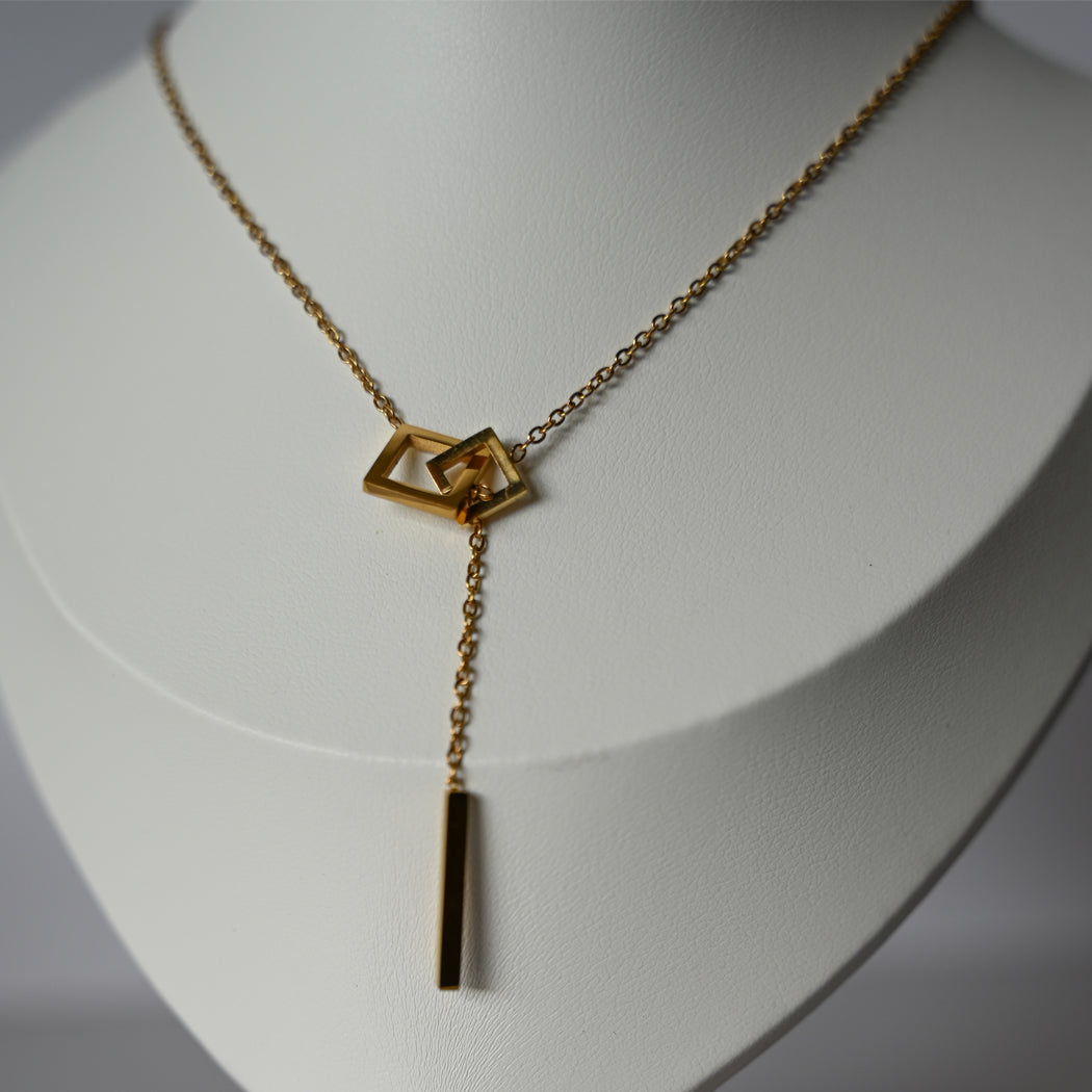 316 Stainless Steel Classic Tassel Square Pendant Necklace - Necklace