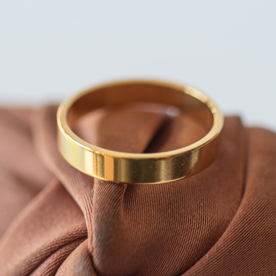 4MM Flat Band Gold Ring — Titanium Steel - Rings