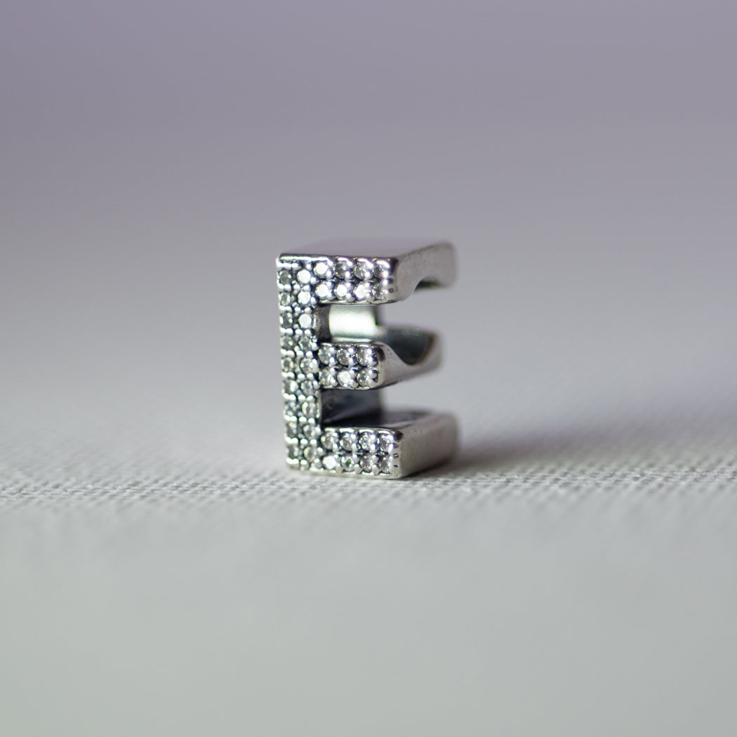 925 Sterling Silver 3D Initial Slide-On Pendant - Pendant