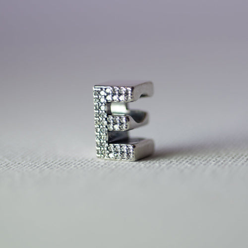 925 Sterling Silver 3D Initial Slide-On Pendant - Pendant
