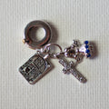925 Sterling Silver Bible Cross & Angel Pendant Charm - Charm