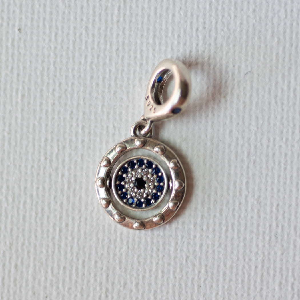 925 Sterling Silver Blue & Clear Zirconia Charm - Charm