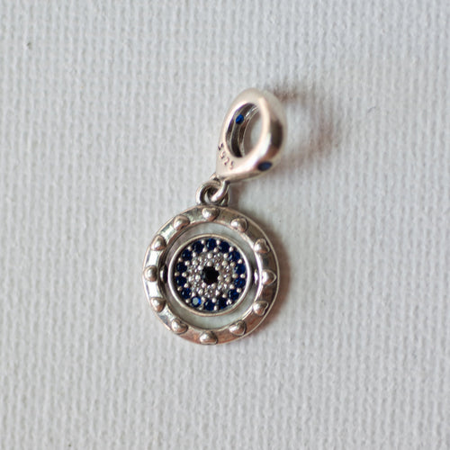 925 Sterling Silver Blue & Clear Zirconia Charm - Charm