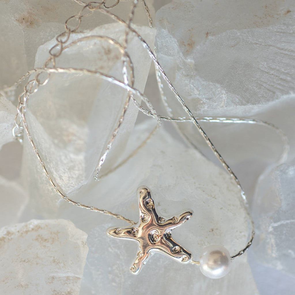 925 Sterling Silver Chic Star Fish Pendant Necklace - Necklace