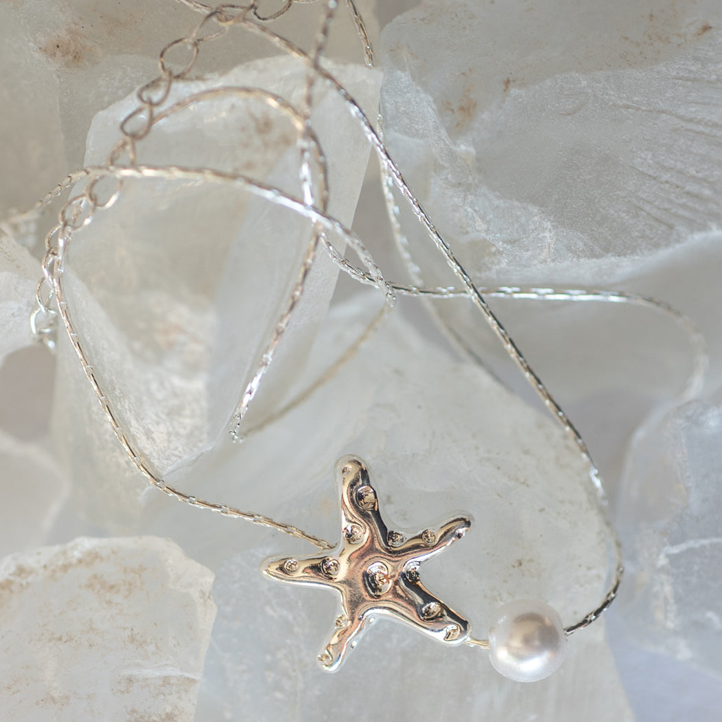 925 Sterling Silver Chic Star Fish Pendant Necklace - Necklace