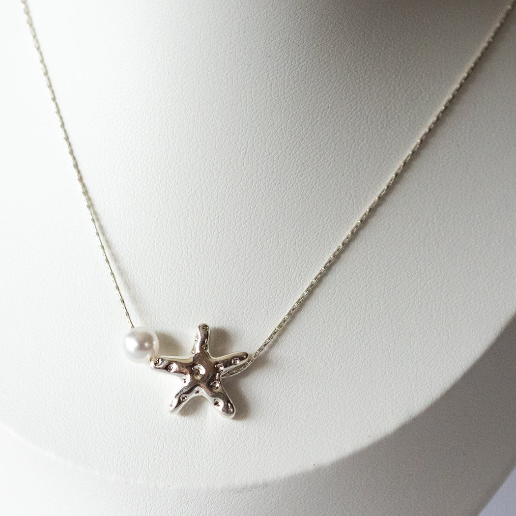 925 Sterling Silver Chic Star Fish Pendant Necklace - Necklace