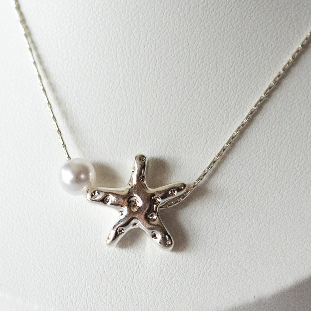 925 Sterling Silver Chic Star Fish Pendant Necklace - Necklace