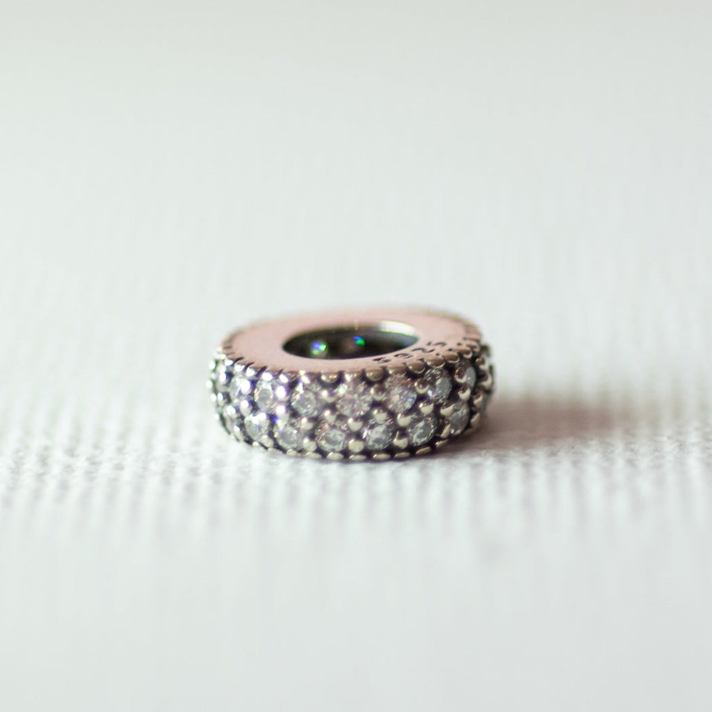925 Sterling Silver Cubic Zirconia Bead Charm - Charm