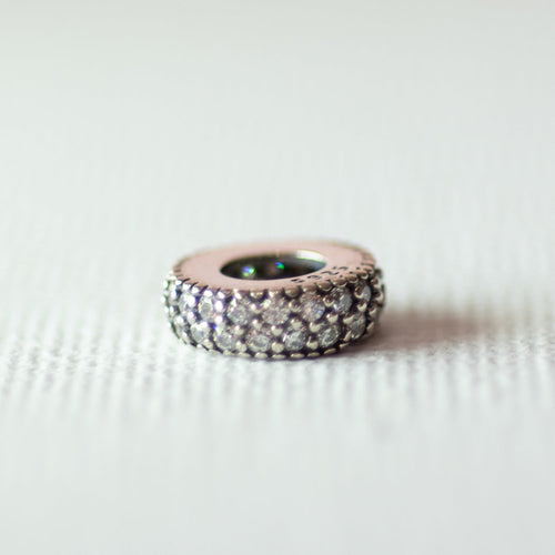 925 Sterling Silver Cubic Zirconia Bead Charm - Charm