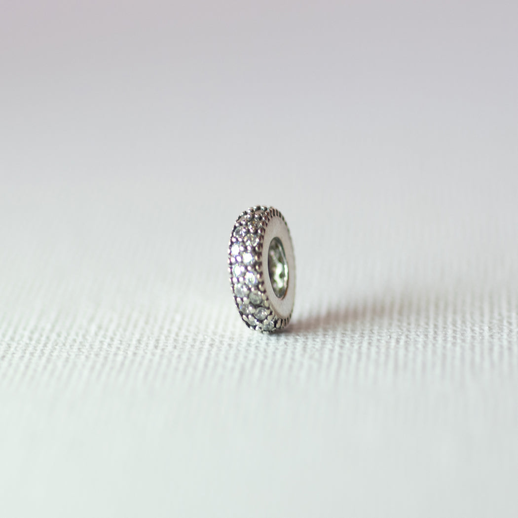 925 Sterling Silver Cubic Zirconia Bead Charm - Charm