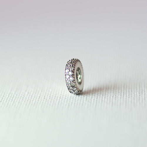 925 Sterling Silver Cubic Zirconia Bead Charm - Charm