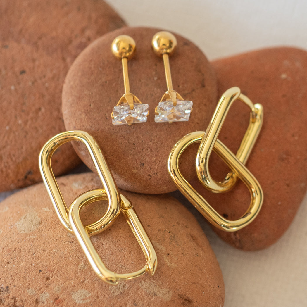 925 Sterling Silver Double Hoop & Stud Earring Set - Earrings