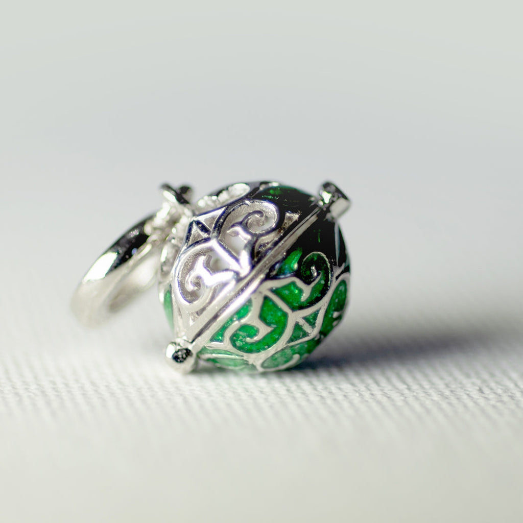925 Sterling Silver Emerald Green Globe Charm - Charm