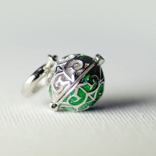 925 Sterling Silver Emerald Green Globe Charm - Charm