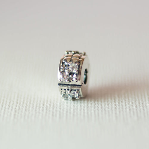 925 Sterling Silver Fastener Clover Clip Bead - Charm