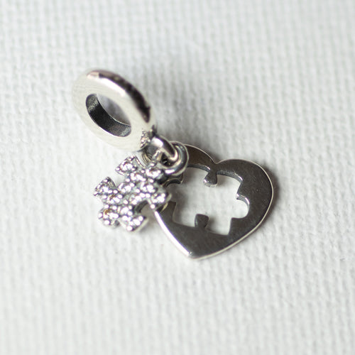 925 Sterling Silver Heart Shaped Puzzle Pendant - Charm