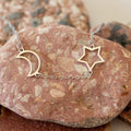 925 Sterling Silver Hollow Moon & Star Necklace - Necklace