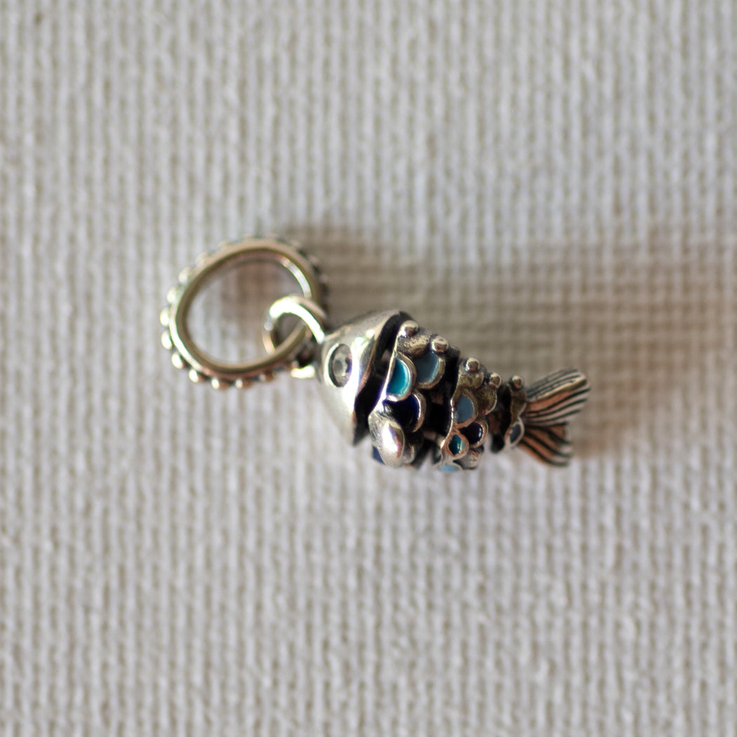 925 Sterling Silver Little Sparkle Fish Charm - Charm