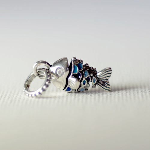 925 Sterling Silver Little Sparkle Fish Charm - Charm
