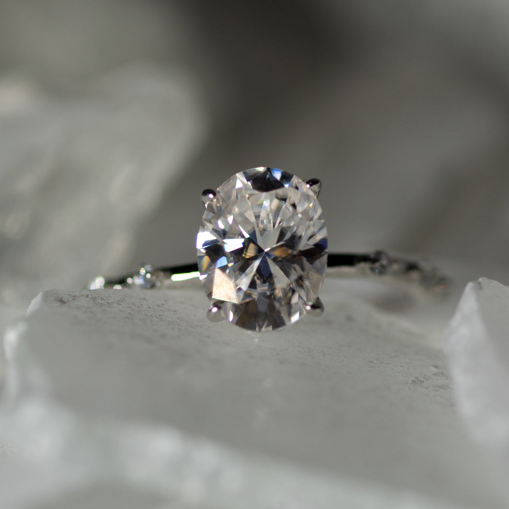 925 Sterling Silver Moissanite Goose Egg Cut Ring - Rings