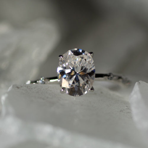 925 Sterling Silver Moissanite Goose Egg Cut Ring - Rings