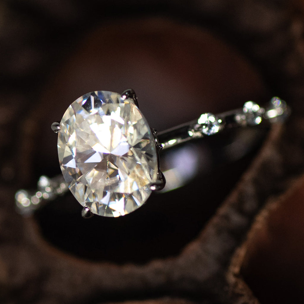 925 Sterling Silver Moissanite Goose Egg Cut Ring - Rings