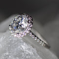 925 Sterling Silver Oval Halo Cut Moissanite Ring - Rings