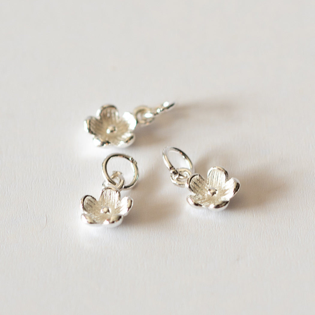 925 Sterling Silver Peach Blossom Charm
