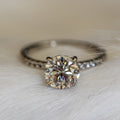 925 Sterling Silver Round Brilliant Cut Moissanite Ring - Rings
