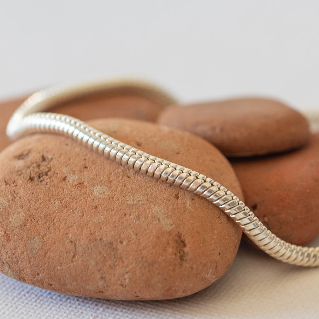 925 Sterling Silver Snake Bone Bracelet - Bracelet