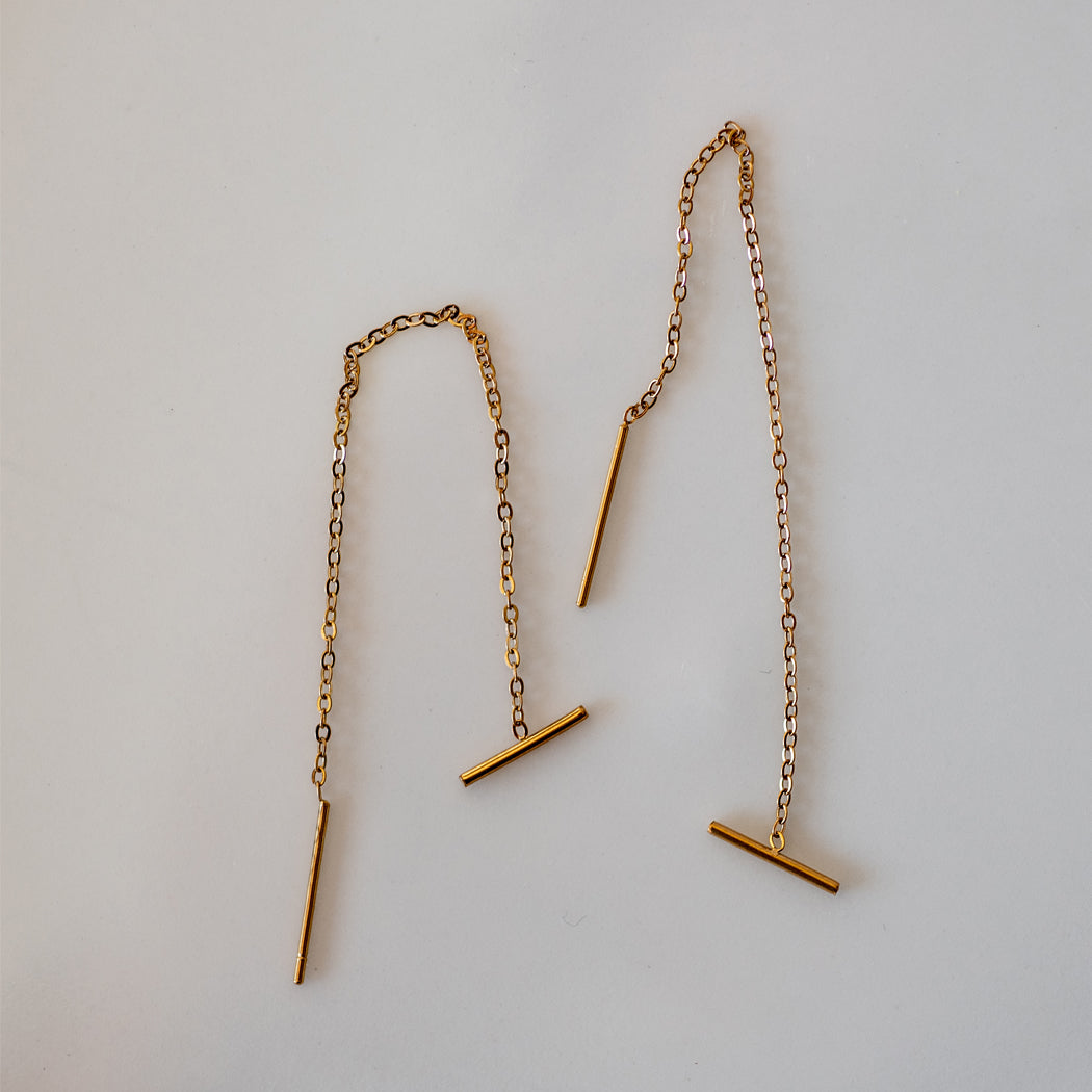 925 Sterling Silver T-Bar Threader Earrings925 Sterling Silver T-Bar Threader Earrings - Earrings