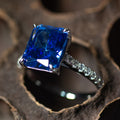 925 Sterling Silver Tanzanite Blue Synthetic Ring - Rings