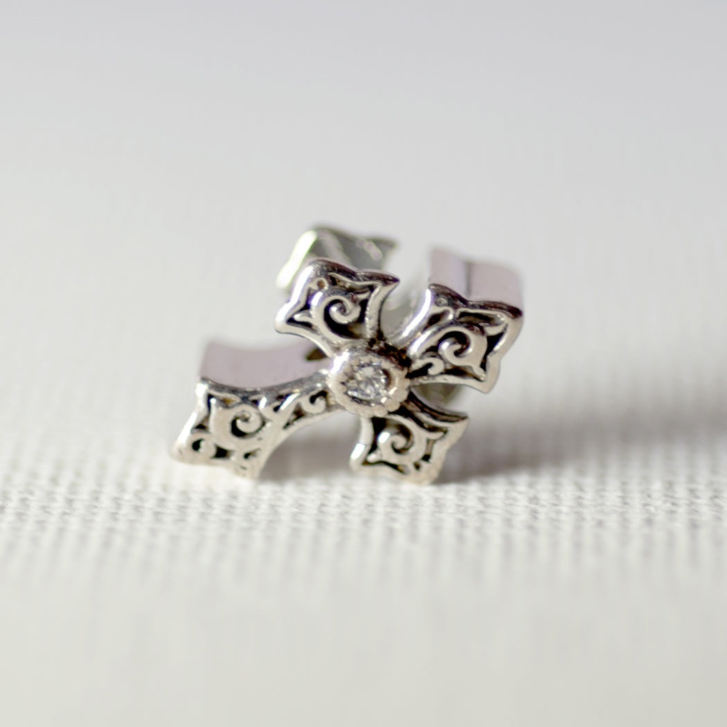 925 Sterling Silver Vintage Cross Charm - Charm