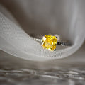 925 Sterling Silver Princess Cut Yellow Zirconia