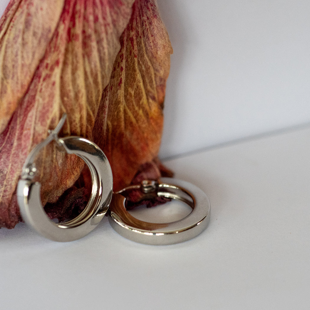 Silver Flat Wire Hoop Earrings