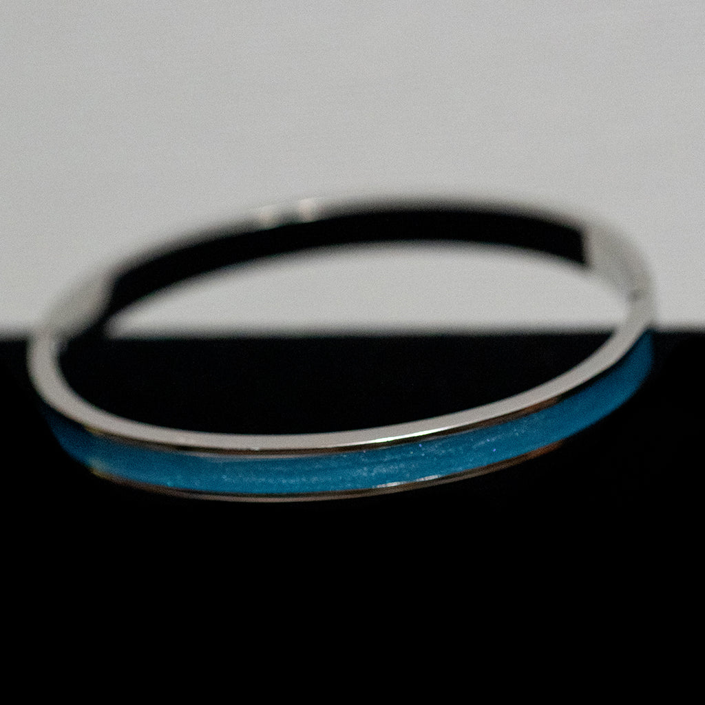 Light Blue / White Silver Oval Clasp Bracelet