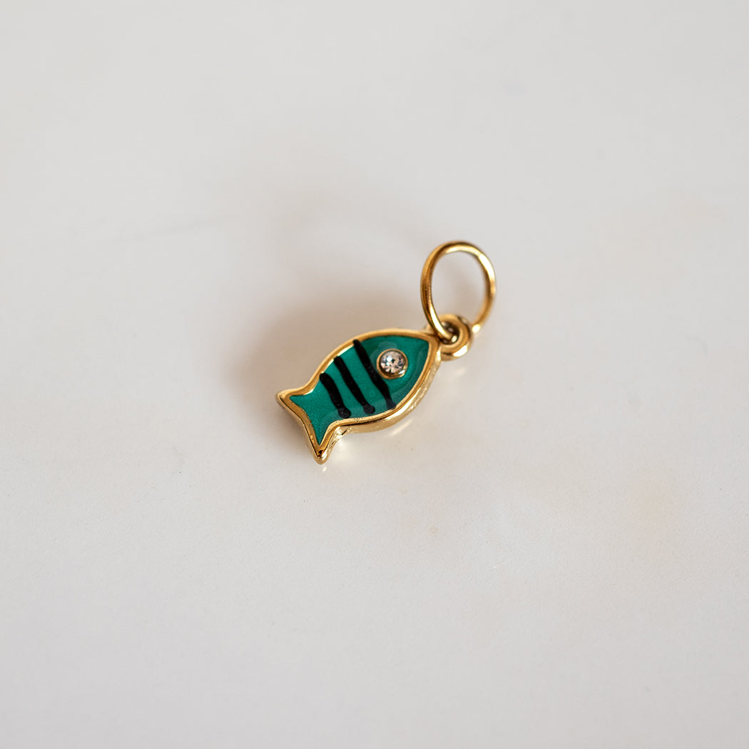 Boho Green Fish Charm
