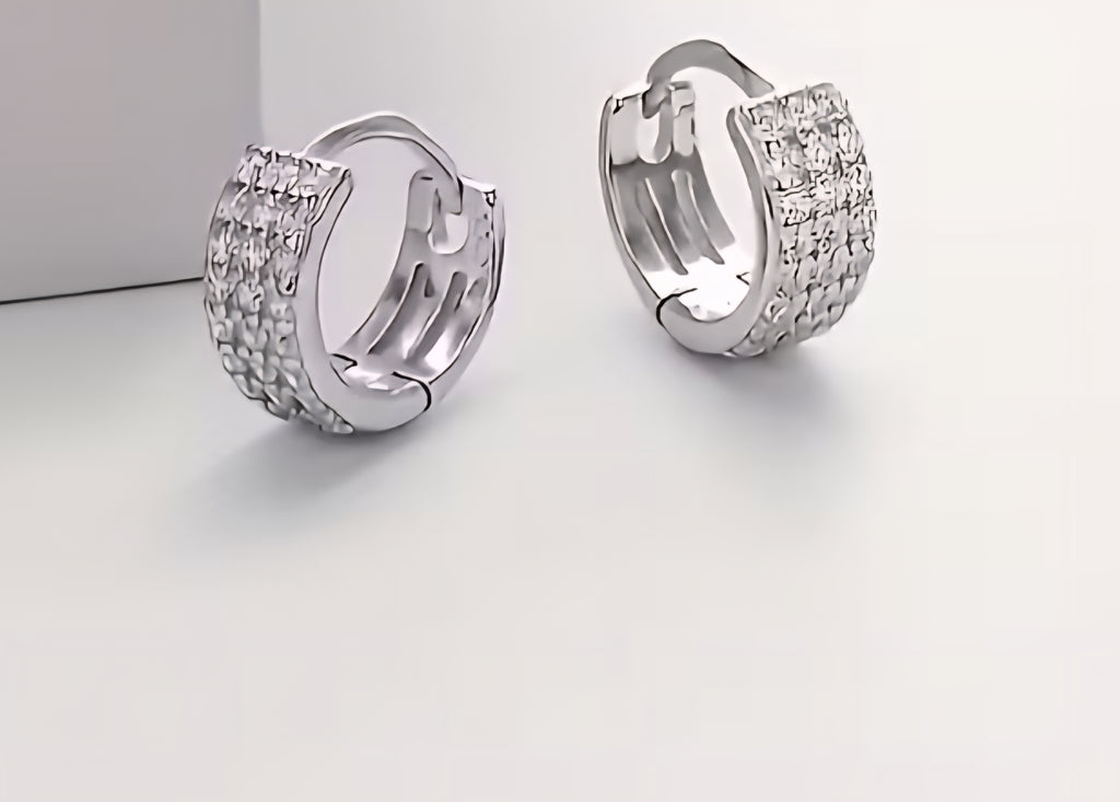 Silver Zirconia Huggie Earrings