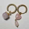 Asymmetrical Pink Natural Stone Earrings — 316L Stainless Steel - Earrings