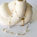 Baroque Imitation Pearl Collar Bone Necklace & Matching Bracelet Set — 316L Stainless Steel - Necklace Combo
