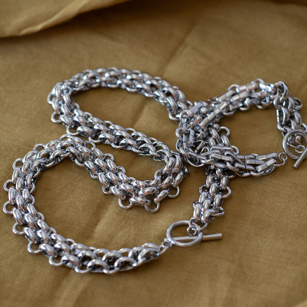 Classic OT Buckle Necklace & Matching Bracelet Set — 316L Stainless Steel - Necklace Combo