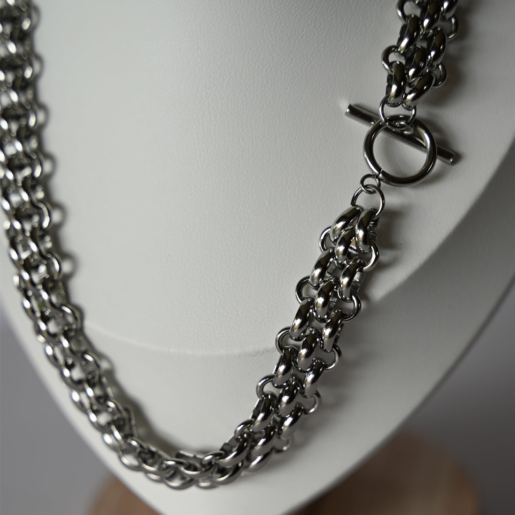 Classic OT Buckle Necklace & Matching Bracelet Set, 316L Stainless Steel - Necklace Combo